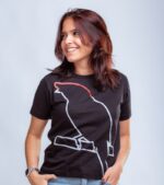 T-Shirt Casual Estampa Pássaro Contorno