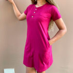 vestido em algodão gola de padre